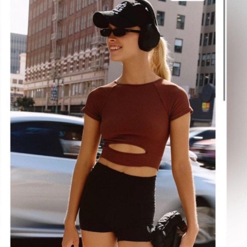 Free People Cut It Out Short Sleeve Top